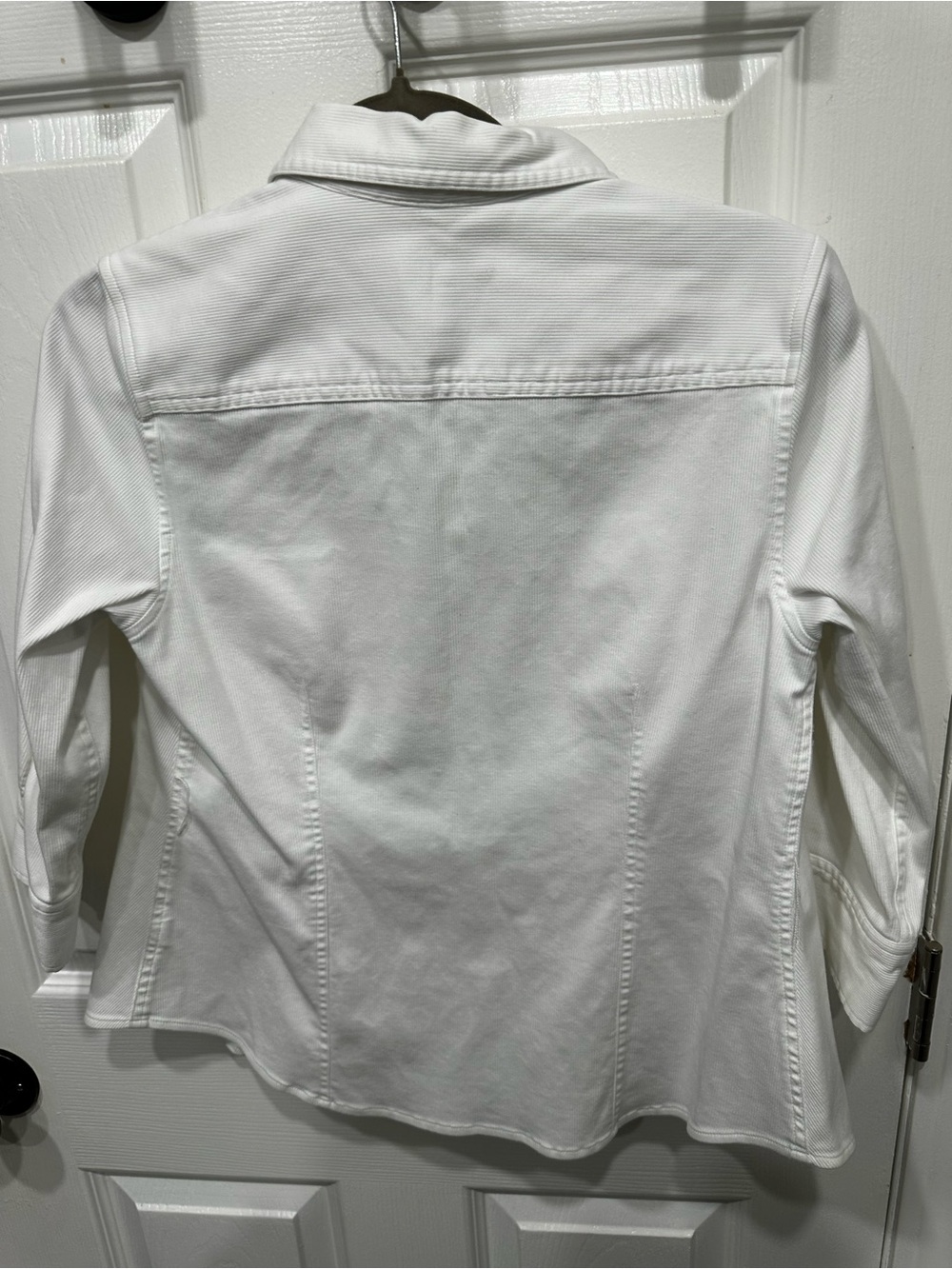 Charter Club White Ribbed Button-Front Jacket - Picture 6 of 6